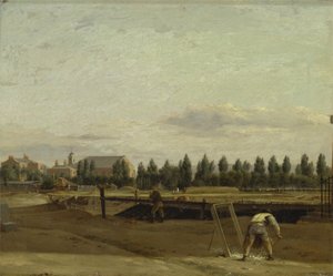 Excavation du canal du Régent, avec vue de la chapelle de Marylebone, c.1812 - John Seguier